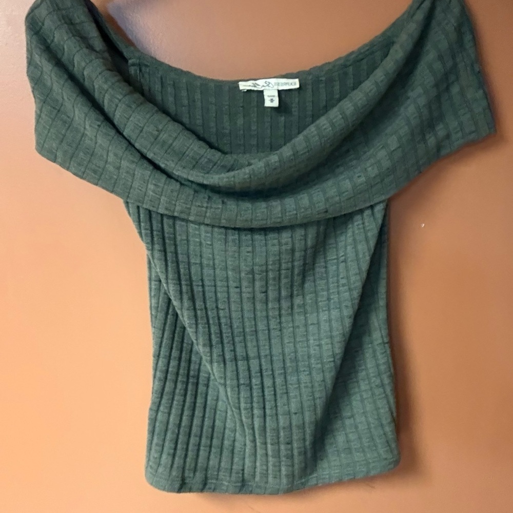 Express Off-Shoulder Ribbed Sweater - Picture 2 of 8